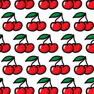 kiraz dikişsiz doodle desen, vektör illüstrasyon