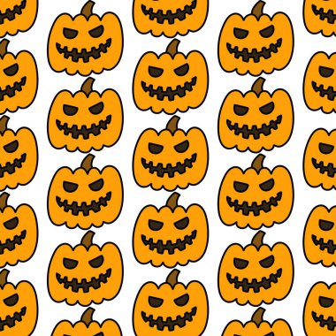 Cadılar bayramı balkabağı dikişsiz karalama deseni, vektör illüstrasyonu