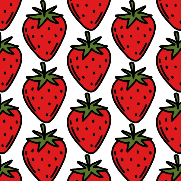 Erdbeere Nahtlose Doodle Muster Vektorillustration — Stockvektor