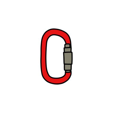 Tırmanan karabina karalama simgesi, vektör illüstrasyonu