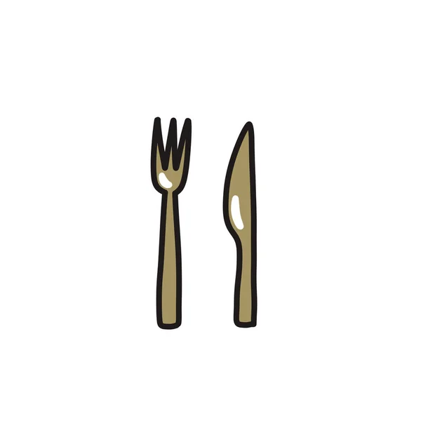 Cutlery Doodle Icon Vector Illustration — Stock Vector