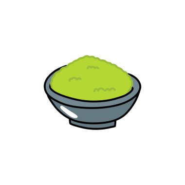 Matcha tea doodle simgesi, vektör illüstrasyonu