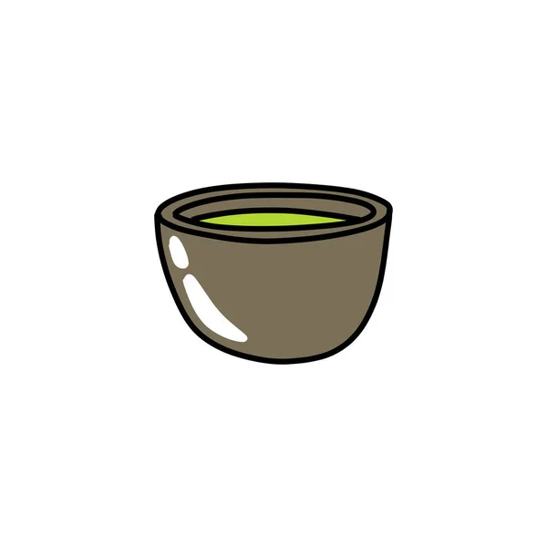 Matcha Tea Doodle Icon Vector Illustration — ストックベクタ