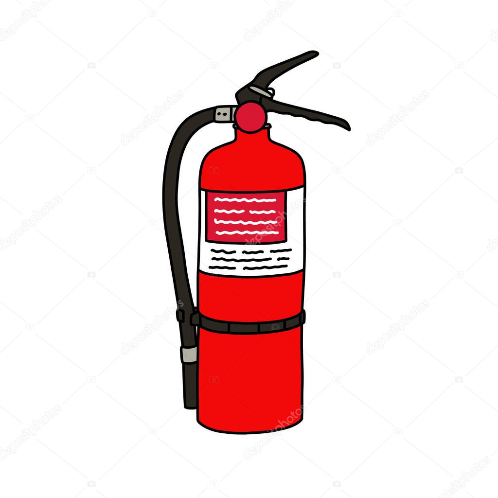 fire extinguisher doodle icon, vector illustration