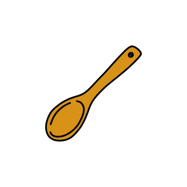 Keuken Lepel Doodle Icoon Vector Illustratie — Stockvector