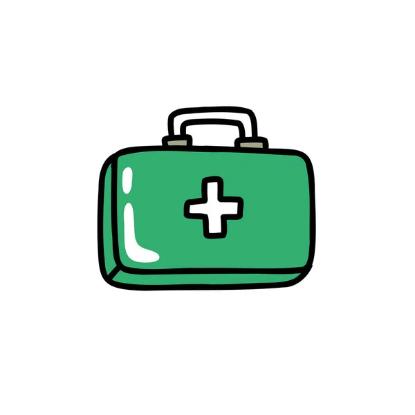 First Aid Suitcase Doodle Icon Vector Illustration — Stock Vector