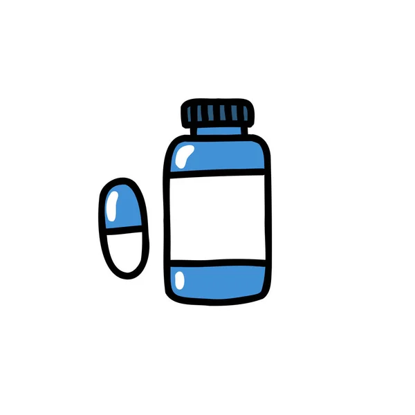 Pillole Icona Scarabocchiare Illustrazione Vettoriale — Vettoriale Stock