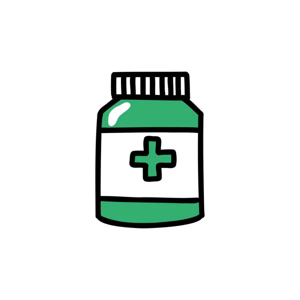 Pills Doodle Icon Vector Illustration — Stock Vector