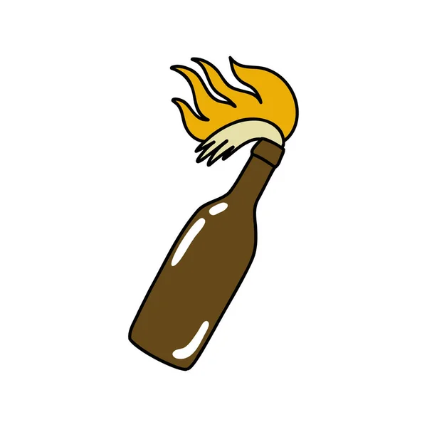Molotov Cocktail Doodle Ikon Vektor Illustration — Stock vektor