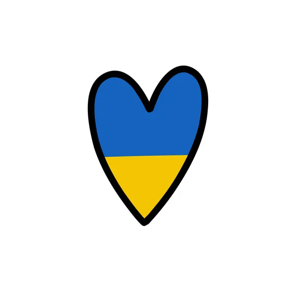 Ukraine Flagge Herz Form Doodle Symbol Vektorillustration — Stockvektor
