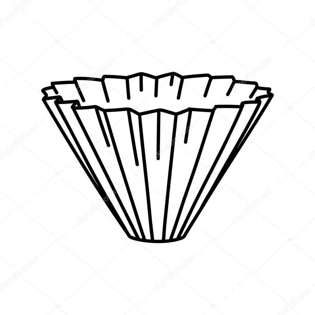 origami coffee method doodle icon, vector illustration