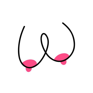 kadın göğüs karalama simgesi, vektör illüstrasyonu