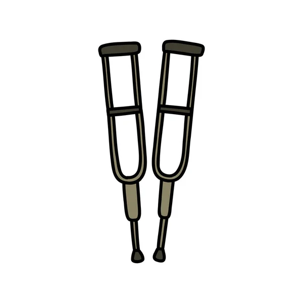 Crutches Doodle Icon Vector Illustration — Stock Vector