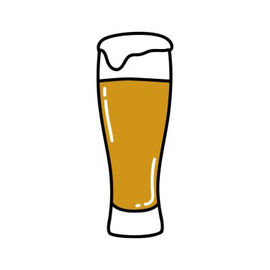 Bir bardak bira karalama ikonu, vektör illüstrasyonu
