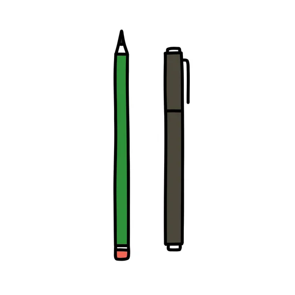 Stift Und Bleistift Doodle Symbol Vektorillustration — Stockvektor