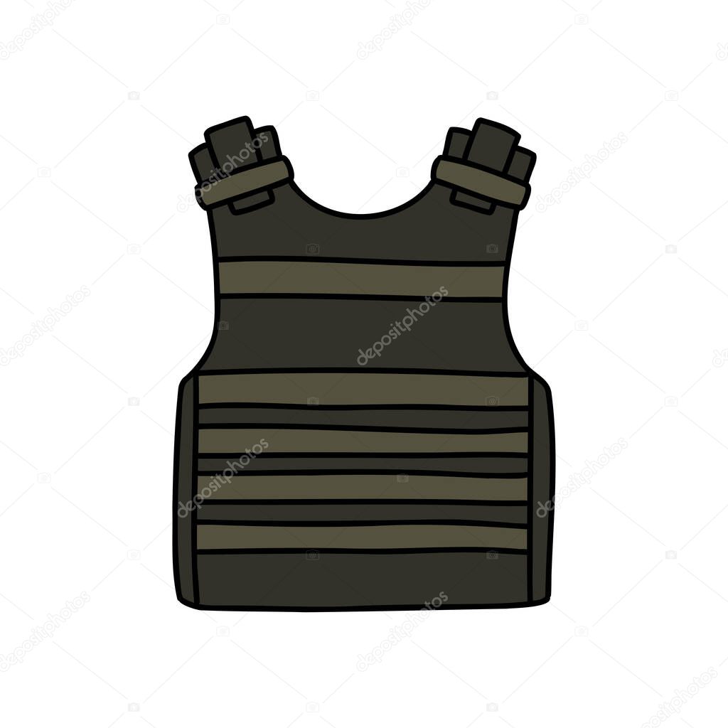Body armor doodle icon, vector illustration