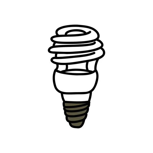 Energibesparande Lampa Klotter Ikon Vektor Illustration — Stock vektor