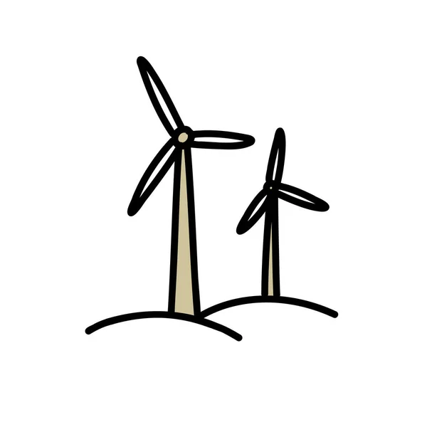 Ikona Bazgrołów Turbin Wiatrowych Ilustracja Wektora — Wektor stockowy