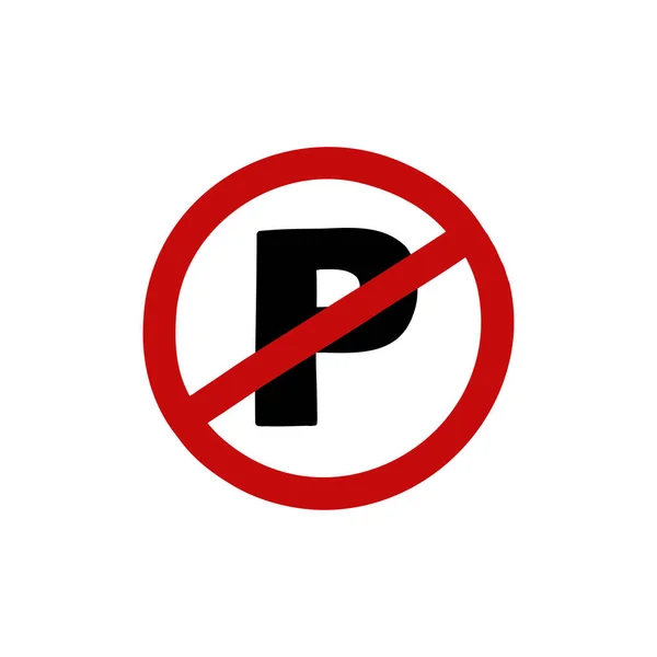 Bez Znaku Parkingowego Ikona Doodle Wektor Ilustracja — Wektor stockowy