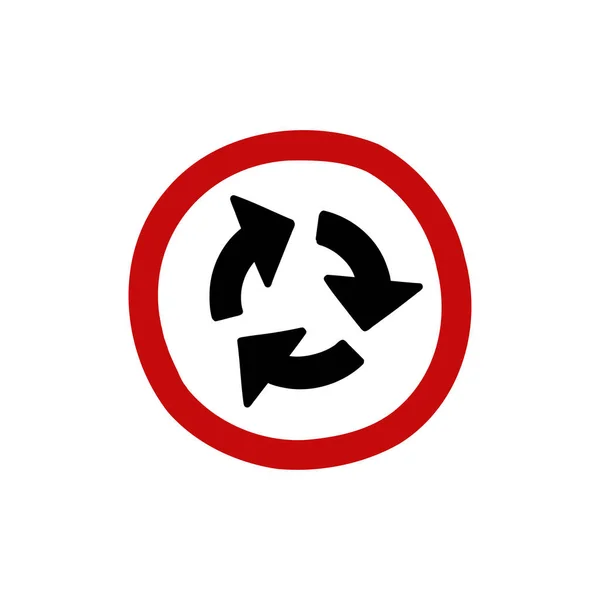 Kreisverkehr Zeichen Doodle Symbol Vektor Illustration — Stockvektor
