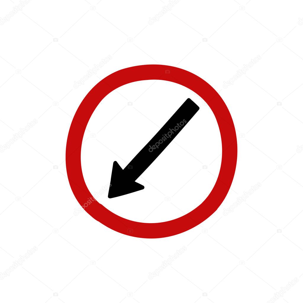 keep left sign doodle icon, vector illustration