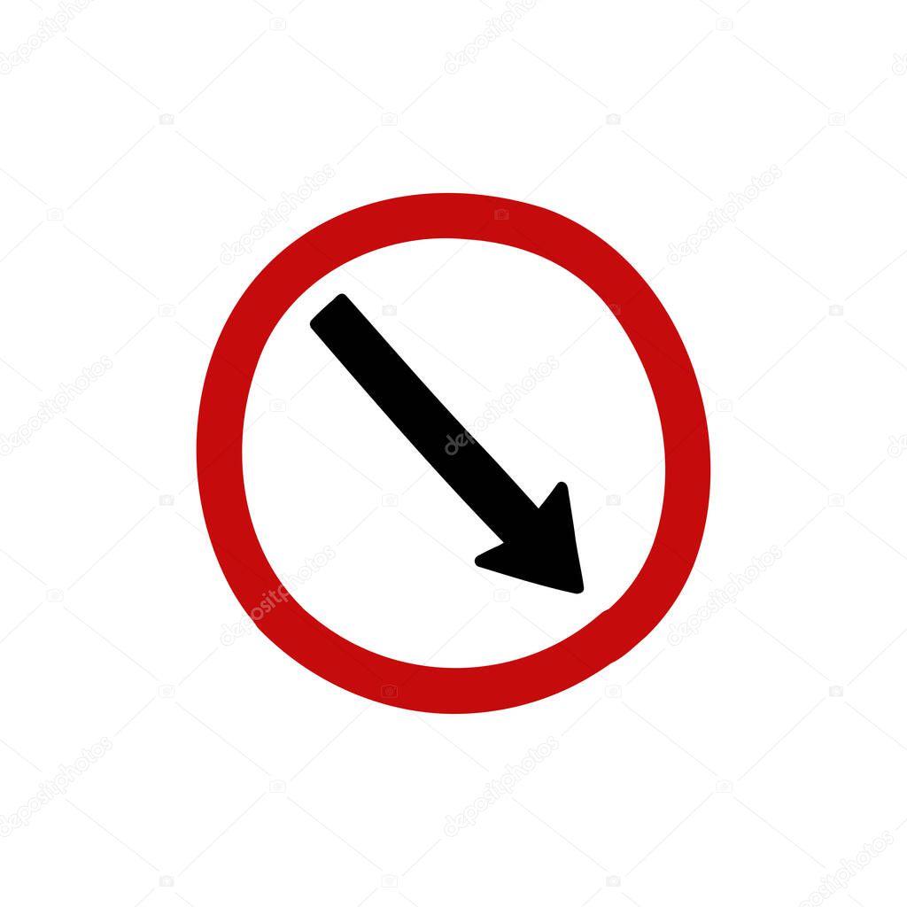 keep right sign doodle icon, vector illustration