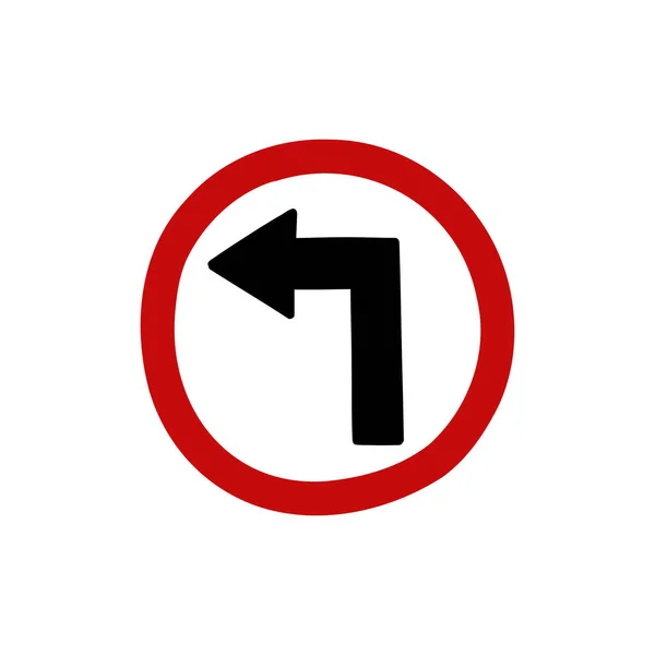 Gire Izquierda Por Delante Signo Garabato Icono Vector Ilustración — Vector de stock