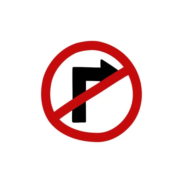 Right Turn Sign Doodle Icon Vector Illustration — Stock Vector