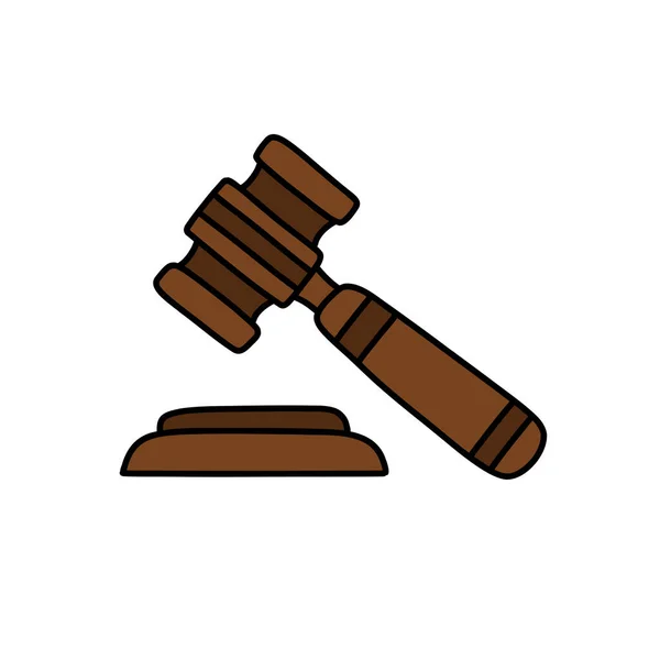 Juges Gavel Bloc Icône Doodle Illustration Vectorielle — Image vectorielle