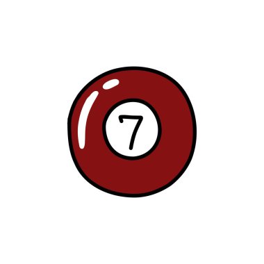 Bilardo topu 7 karalama simgesi, vektör illüstrasyonu