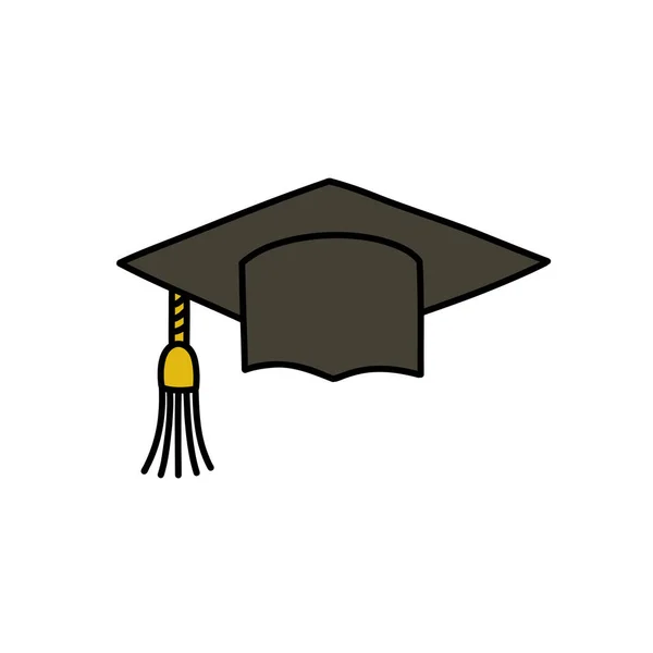 Graduation Cap Doodle Icon Vector Illustration — Stock Vector