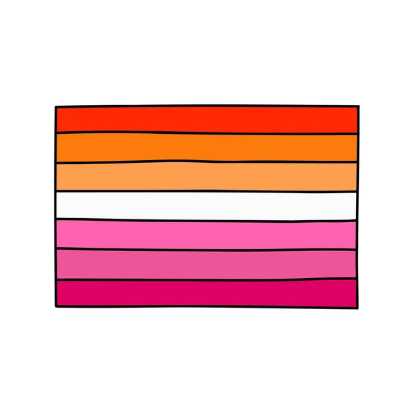 Lesbijska Duma Flaga Doodle Ikona Wektor Ilustracja — Wektor stockowy