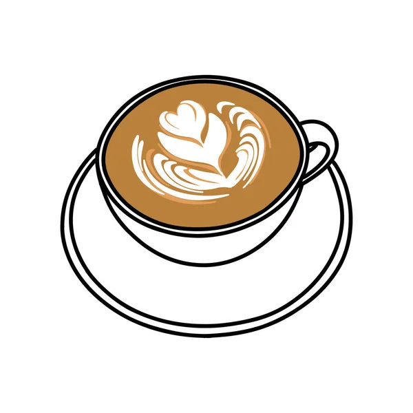 Café Latte Garabato Icono Vector Ilustración — Vector de stock