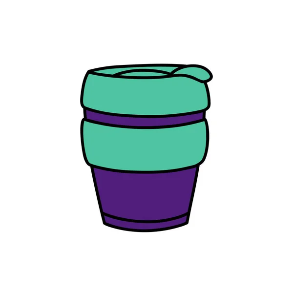 可重复使用的咖啡杯涂鸦图标 矢量插图 — 图库矢量图片