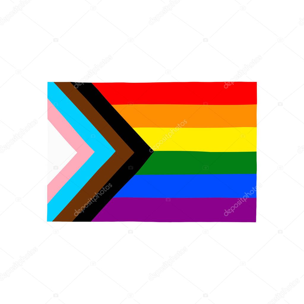 Progress pride flag doodle icon, vector illustration