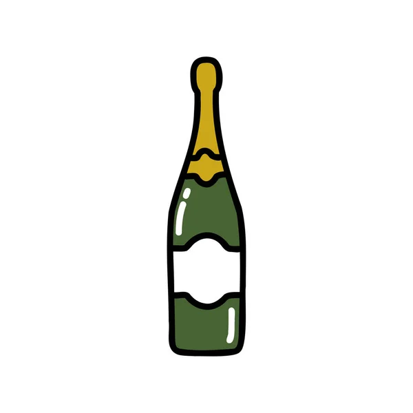 Champagne Doodle Icon Vector Illustration — Stock Vector