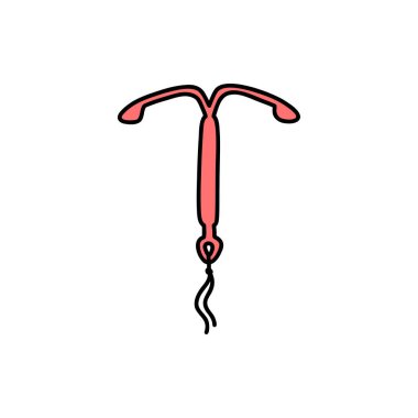 Rahim içi cihaz, IUD doğum kontrol karalama simgesi, vektör illüstrasyonu