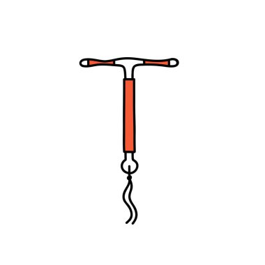 Rahim içi cihaz, IUD doğum kontrol karalama simgesi, vektör illüstrasyonu