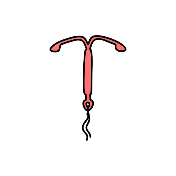 Dispositivo Intrauterino Ícone Doodle Contracepção Diu Ilustração Vetor — Vetor de Stock
