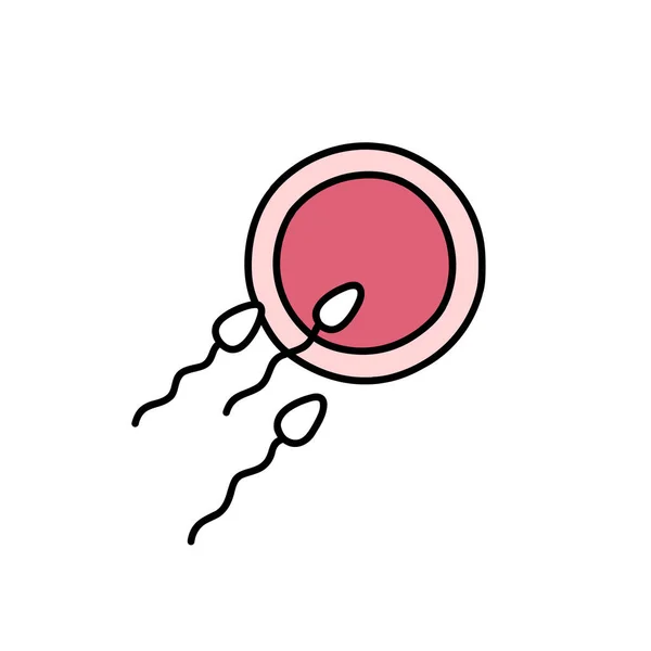 Concept Fécondation Icône Gribouillage Des Ovules Des Spermatozoïdes Illustration Vectorielle — Image vectorielle