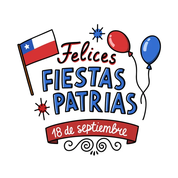 18 Eylül. Şili Mutlu Bağımsızlık Günü karalama simgesi, vektör illüstrasyonu