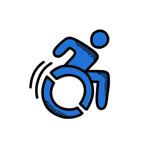 Wheelchair Doodle Icon Vector Illustration — Stock Vector