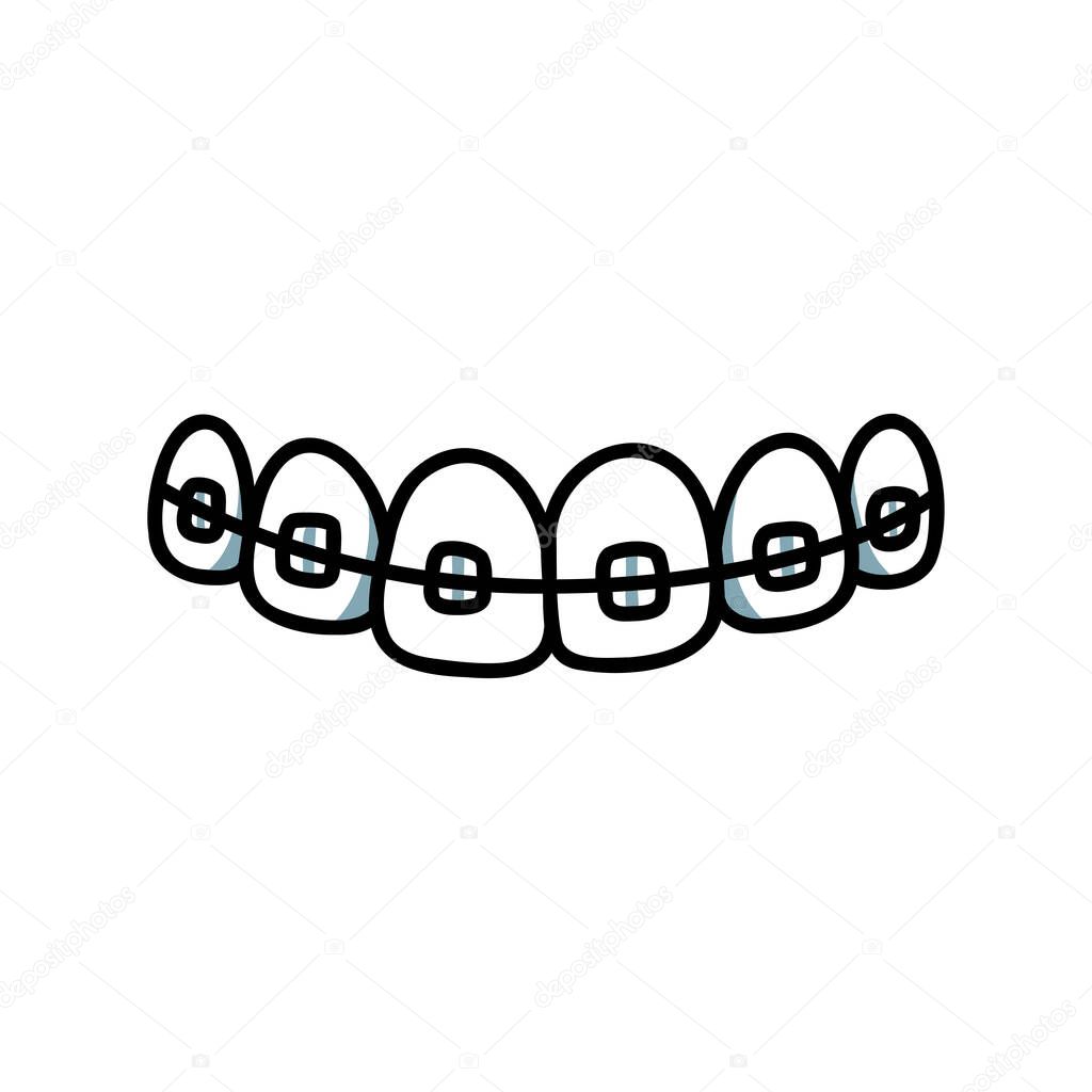 braces doodle icon, vector illustration