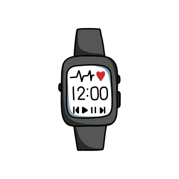 Inteligente Reloj Garabato Icono Vector Ilustración — Vector de stock