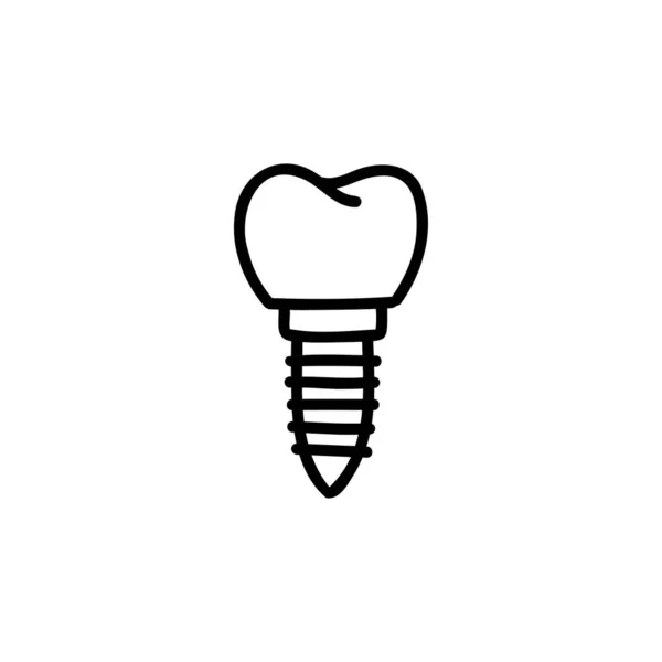 Doodle Symbol Für Zahnimplantate Vektorillustration — Stockvektor