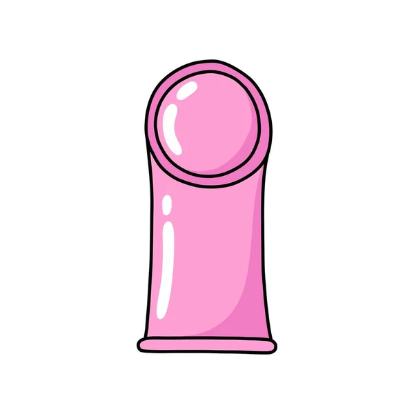 Vrouwelijk Condoom Doodle Icoon Vector Illustratie — Stockvector
