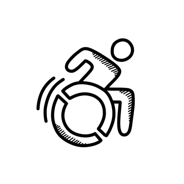 Wheelchair Doodle Icon Vector Illustration — Stock Vector