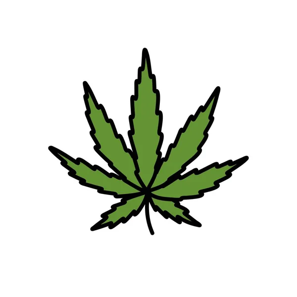 Marijuana Foglia Doodle Icona Illustrazione Vettoriale — Vettoriale Stock