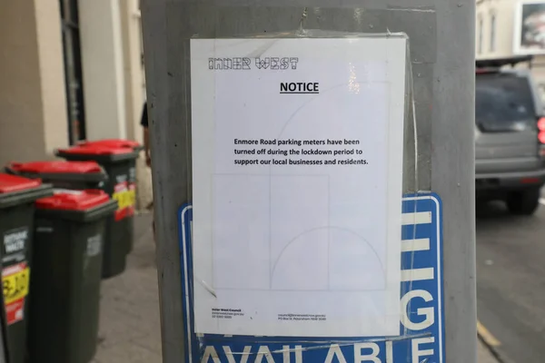 Enmore Road Parking Meters Inner West Have Been Turned Lockdown — Foto Stock