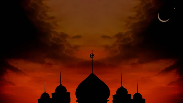 Shadow Mosques Dome Soumraku Gradient Černé Zlaté Pozadí Eid Fitr — Stock fotografie